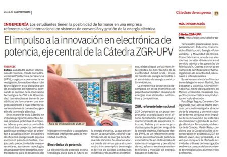Cátedra ZGR-UPV - Noticia Las Provincias - ZGR-UPV professorship