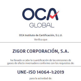 Certificado cuantificación gases de efecto invernadero Oca Global